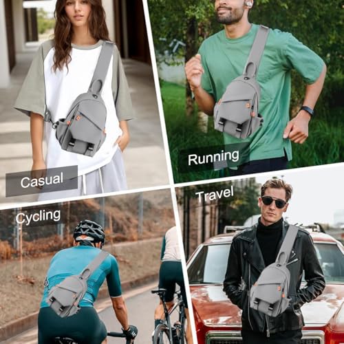 Image of GUSTAVE Sling Bags for Men Oxford Cloth - Lightweight, USB Charging Port, Crossbody Bag for Men Multi-Compartment & Adjustable Strap for Daily Travel & Outdoor Activities