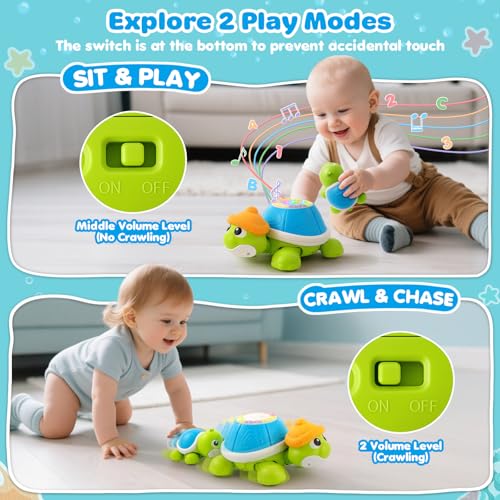 Baby Toys 6-12 Months, Musical Turtle Crawling Infant Toys for Tummy Time, Early Learning Educational Toys for 7 8 9 10 11 Month, Ideal Christmas Birthday Gifts for Boys & Girls Age 1 Years Old - Image 4