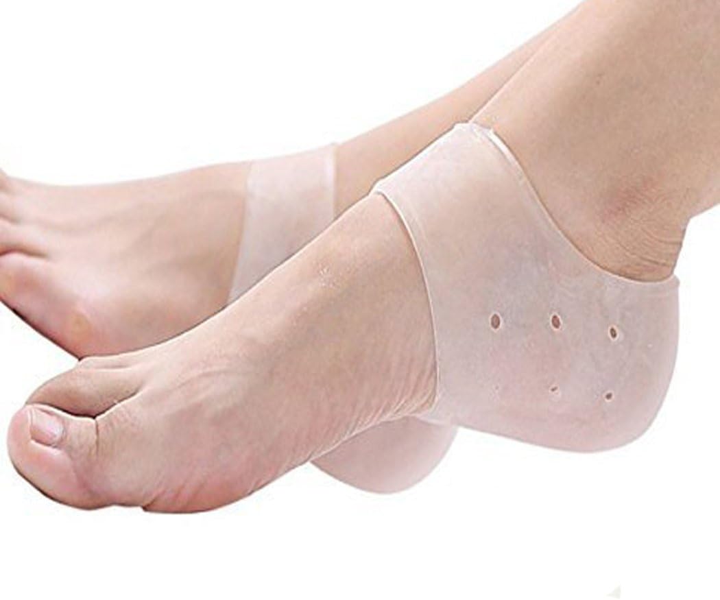 LIATEHAGE Heel Pads for Plantar Fasciitis Breathable Gel Foot Sleeve for Pain Relief (One Size, Transparent1) (Transparent1)