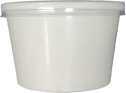 Miniatura 1 de 250 tazas + 250 tapas Contenedores de papel blanco de 3.780 in y tapas de plástico transparente PP (16 onzas)