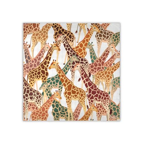 Brown Cartoon Animal Giraffe Square silk head hair scarf scarves and wraps essentials silk scarf for women neck for neck bufandas para mujer elegantes