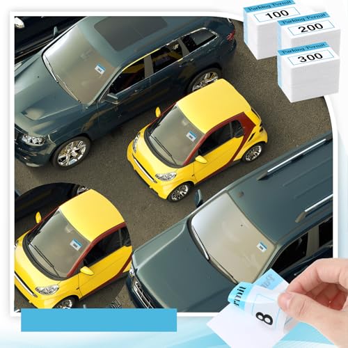 Image of Clabby 300 Pcs 2x3 Inch Parking Permit Stickers Static Window Stickers with Front Adhesive, Car Windshield Decals Numbered (Numbered 001-300,Blue)