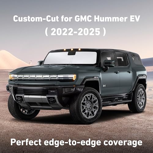Image of EcoNour Windshield Sunshade Compatible for GMC Hummer EV 2022-2023 2024 2025, Sun Visor for Front Windshield & Window Sun Shade Cover, UV Heat Blocker & Protector, Car Accessories