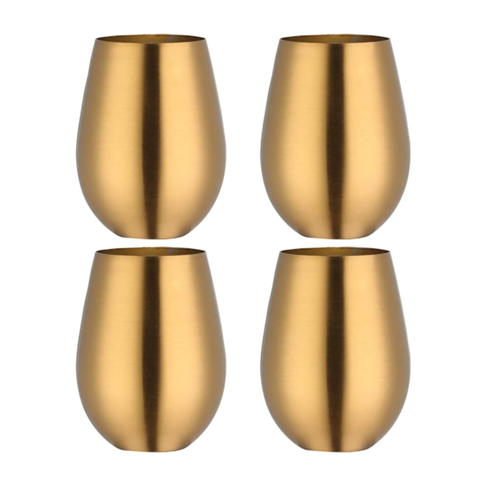 Veciado 17 Oz Stainless Steel Stemless Wine Glass Set for Pool, Camping, Cookouts, Travel - 4 Pack