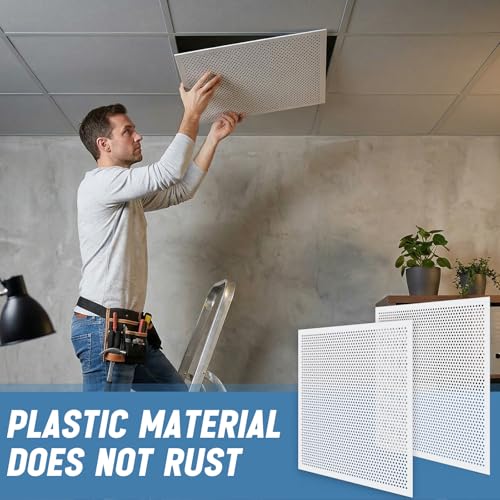 Image of DoubleFill 2 Pack 2' x 2' Plastic Perforated Tiles with 1 /4 inch Holes 24 inch x 24 inch White Drop Ceiling Tiles Plastic Ceiling Grid Covers