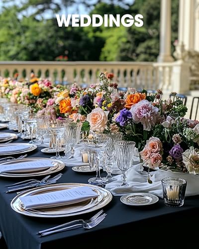 Image of Pureegg Rectangle Table Cloth 60 inch x 102 inch - Durable Polyester Tablecloth Offers Reusable & Washable Protection, Ideal for Outdoor Party, Picnic, Wedding, Banquet and Birthday, 12 Pack, Black