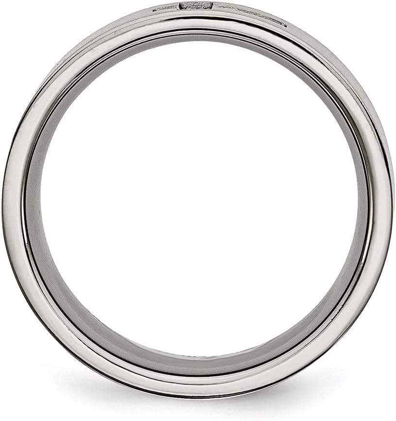 Diamond2Deal Titanium Brushed Diamond Cross Flat Wedding Band Ring (0.07ct, H-SI2)