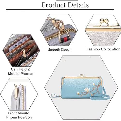 Women Sling Cross-Body Wallet Portable Sleek Zipper Pu Leather Purse Adjustable Strap for Travel Shoulder Bag3