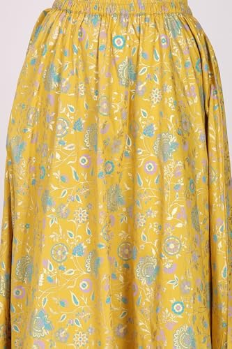 Image of Aurelia Women's Floral Printed Sequins Spaghetti Strap Short Top and Lehenga Set with Dupatta