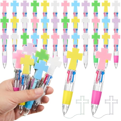 Kosiz 48 Pcs Cross Party Favors Pen Multicolor 4 in 1 0. 5mm Ballpoint Pen for Office Sport Lover Back to Novelty Gifts Goodie Bags Stuffers