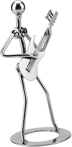 Miniatura 6 de Escultura de metal adornos de guitarra, figura del hombre bailando tocando la guitarra, figura de metal steampunk músico coleccionable, adornos de
