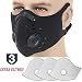 MoHo Dust Mask, Upgrade Version Activated Carbon Dustproof Mask Windproof Foggy Haze Anti-Dust Mask Motorcycle Bicycle Cycling Ski Half Face Mask for Outdoor Activities (Black+3 Extra Filters)