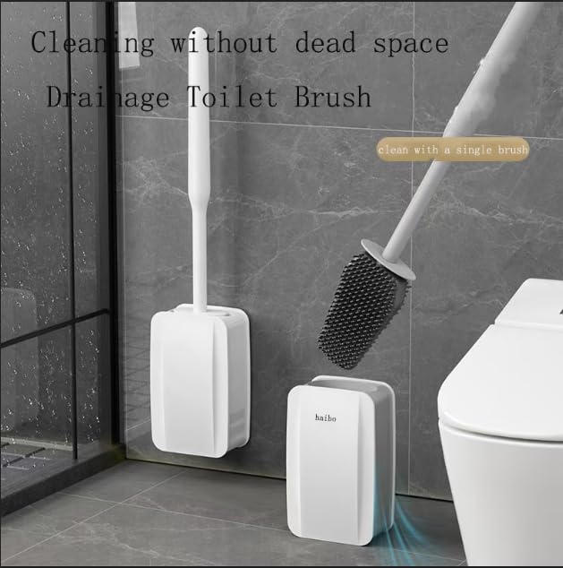 Image of Removable Toilet Brush Set, Soft and Medium Bristles for Cleaning Hygienic Corners, Comes with Suction Cup Seamless Hooks, Black