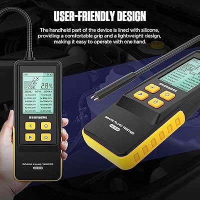 AS502 Digital Brake Fluid Tester with Boost Detection - Professional Moisture Analyzer for DOT3/DOT4/DOT5.1 & 12+ Brands Expert Mode,2.8 Backlit LCD,260mm Stainless Hose, Car Brake Fluid Test Tool