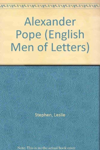 Alexander Pope (English Men of Letters) 0404517307 Book Cover