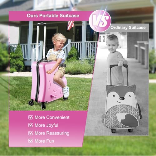 Toddler Ride on Suitcase - Travel Suitcase | Childrens Luggage Cabin Case with Safety Belt, Wheels for Toddler Boys Girls4