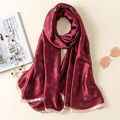 Image of Premium Silk Stole for Women | Lightweight Printed Silk Scarf & Hijab | Elegant Party (72 x 36 Inch) (Burgundy)