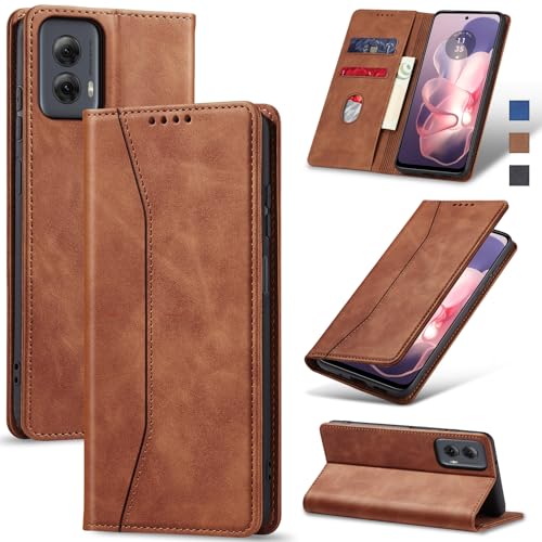 Image of Jasonyu Flip Wallet Case for Moto G Power 5G (2024),Brown