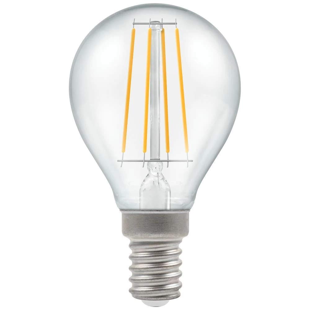 Crompton Lamps White/Light Led Golfball 5W Ses-E14 Dimmable Filament (40W Equivalent) 2700K Warm Clear 470Lm Ses Small Screw E14 Round Bulb