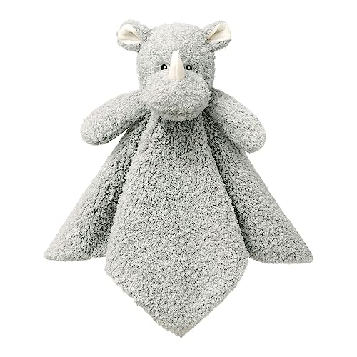 Image of Doindute Baby Gray Rhino Soft Stuffed Animal Security Blanket, Plush Rhino Character Lovey Blanket, Baby Shower/Nursery Gift, Newborn Infant Toddler Snuggle Blankie for Boys Girls, 14 Inches