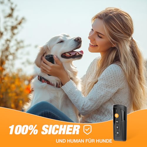 AOZOOM Ultraschall Anti Bell Gerät für Hunde, Handheld Ultraschall Hundegebell mit 4 Modi & LED, 15m Reichweite, Aufladbar & Sicheres & Effektives Bellstopp für Hunde Drinnen Draußen
