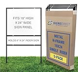 5-pack of 24'x18' Slide-in Real Estate Sign H-Frame With Rider