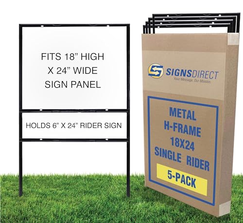 5-pack of 24'x18' Slide-in Real Estate Sign H-Frame With Rider