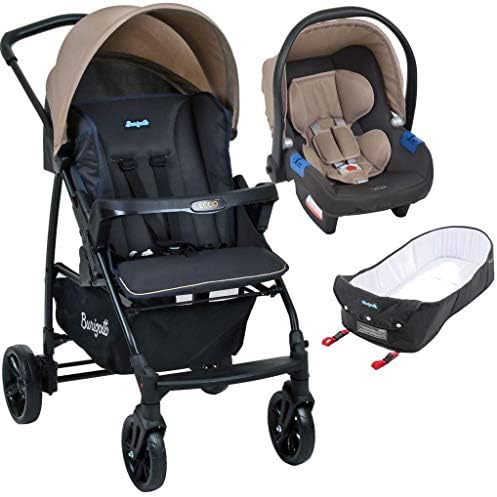 Carrinho de Bebe com Bebe Conforto e Ninho Burigotto Ecco Cinza B...