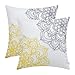 CaliTime Cushion Covers Pack de 2 50cm x 50cm Gris Amarillo Acogedor Fleece Vintage Dahlia Floral Ambos Lados Fundas de Almohada