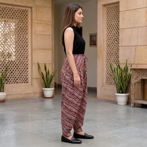 Image of FASHION GALLERY Women's Rayon Relaxed Fit Patiala Salwar with Full Length Drawstring Closure Type and Flexible Waist|Patiala Pant for Woman