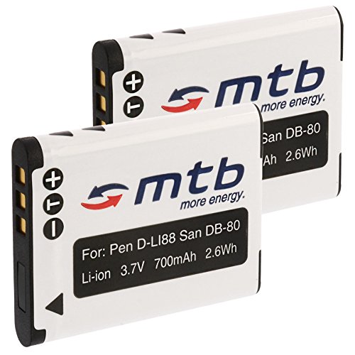 2X Batterie D-Li88 pour Pentax Optio H90, P70, P80, W90, WS80 / Sanyo DB-L80.+ Voir liste!