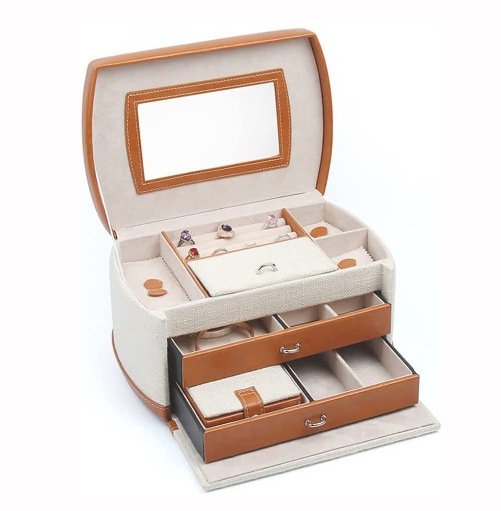 TIANQIHAO Portable Jewelry Box, Jewelry Box For Women Girls, 3 Layer Jewelry Organizer Box, Travel Jewelry Case