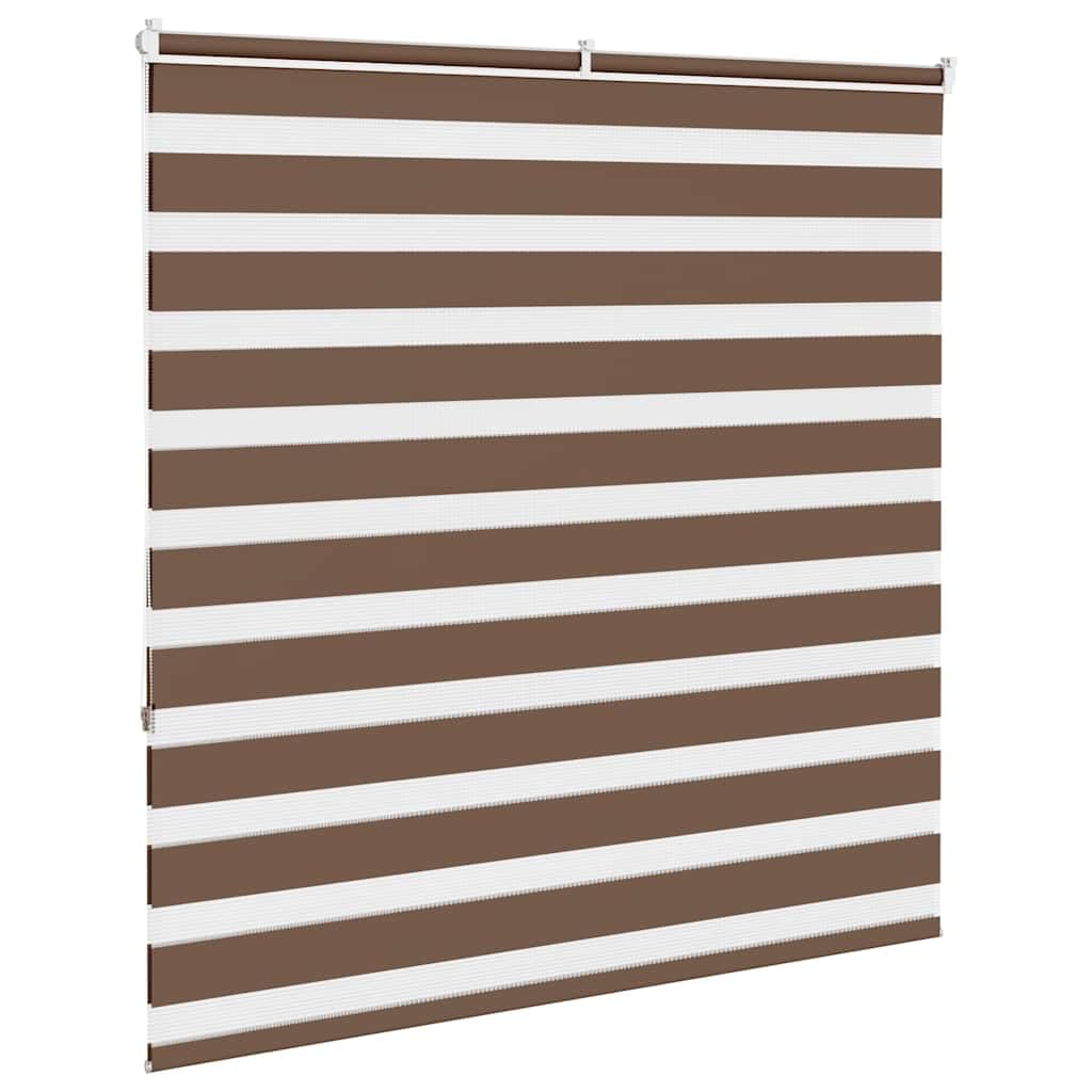 Store Zèbre Jour Nuit Marron 150x150 cm, Store Enrouleur Double Tissu Polyester avec Rail Aluminium, Rideau Tamisant et Occultant pour Fenêtre de Salon, Chambre et Bureau