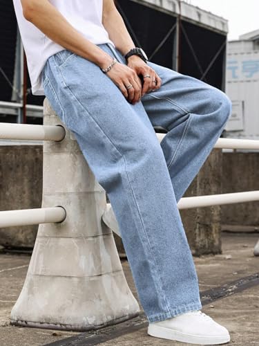 Image of KOTTY Men's Loose Fit Baggy Jeans - Relaxed Wide Leg Denim with Fashionable Urban Streetwear Look