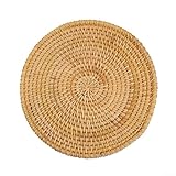 Shophubio Posavasos de ratán tejido, manteles individuales de paja natural y manteles resistentes al calor para tazas de té, cuencos, ollas, almohadillas aislantes (20 cm)