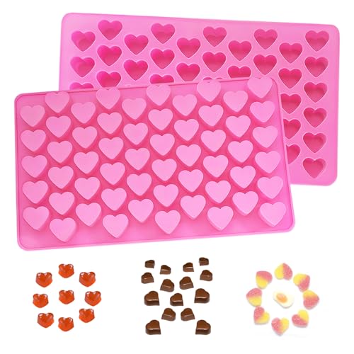 2 Pcs Heart Silicone Molds,Gummy Molds,Nonstick Food Grade Silicone,for Baking Chocolate Jelly Cake Candy