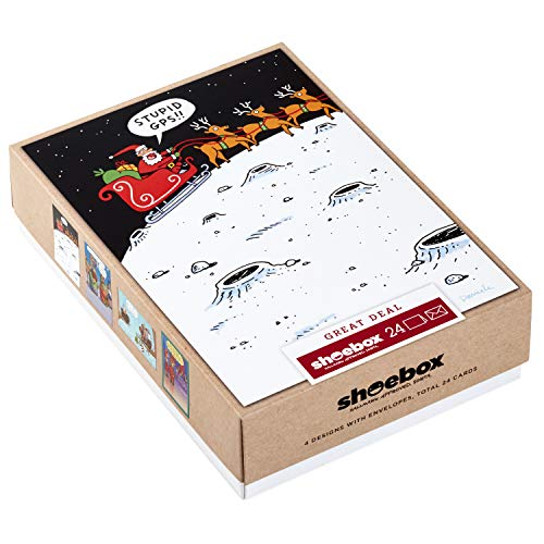 Hallmark Shoebox Funny Christmas Boxed Cards Assortment, Cartoons (4 Designs, 24 Christmas Cards with Envelopes) - Image 3