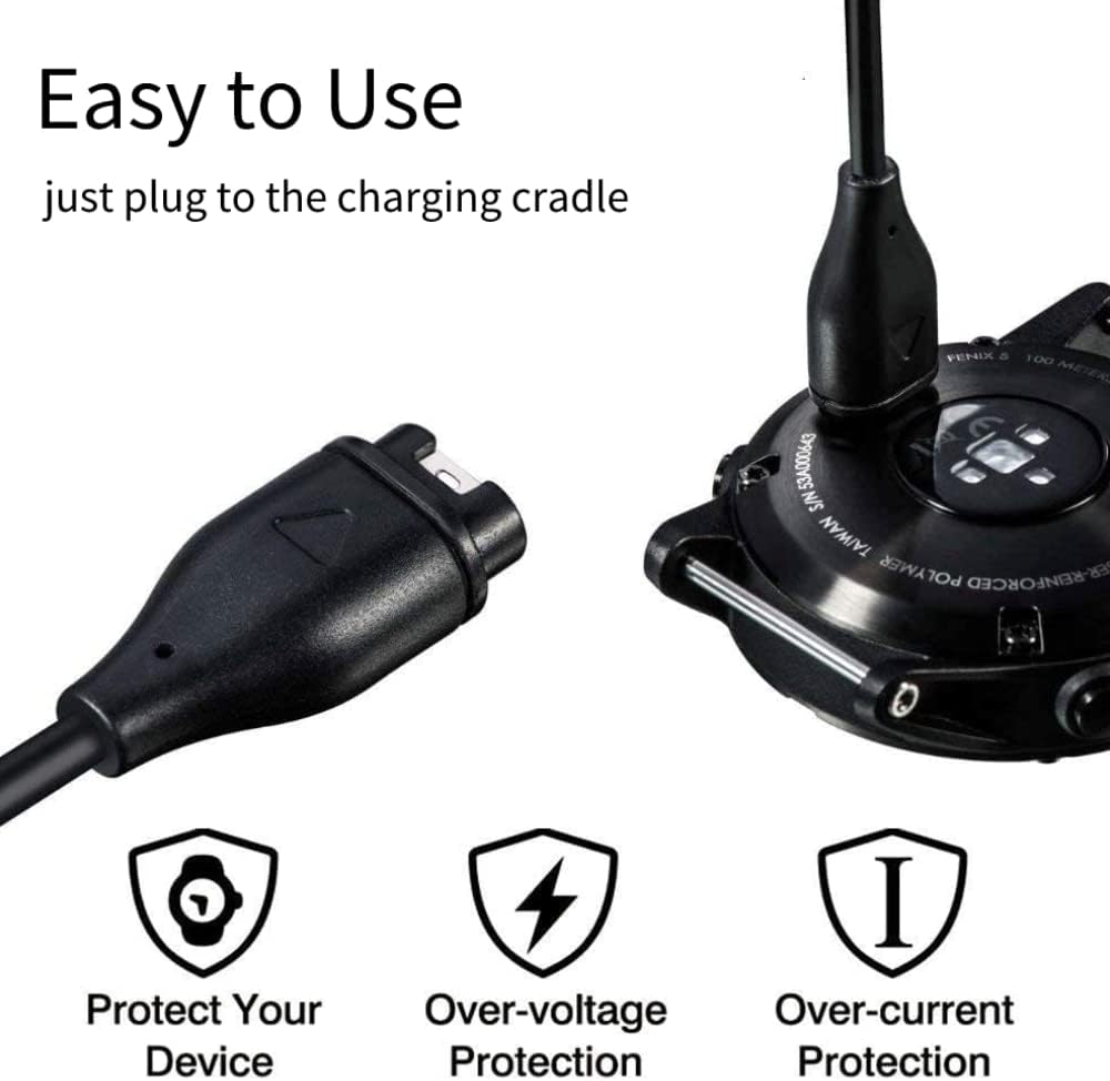 1pc ecsem charger replacement usb cord charging cable compatible with garmin approach s10 golf watch