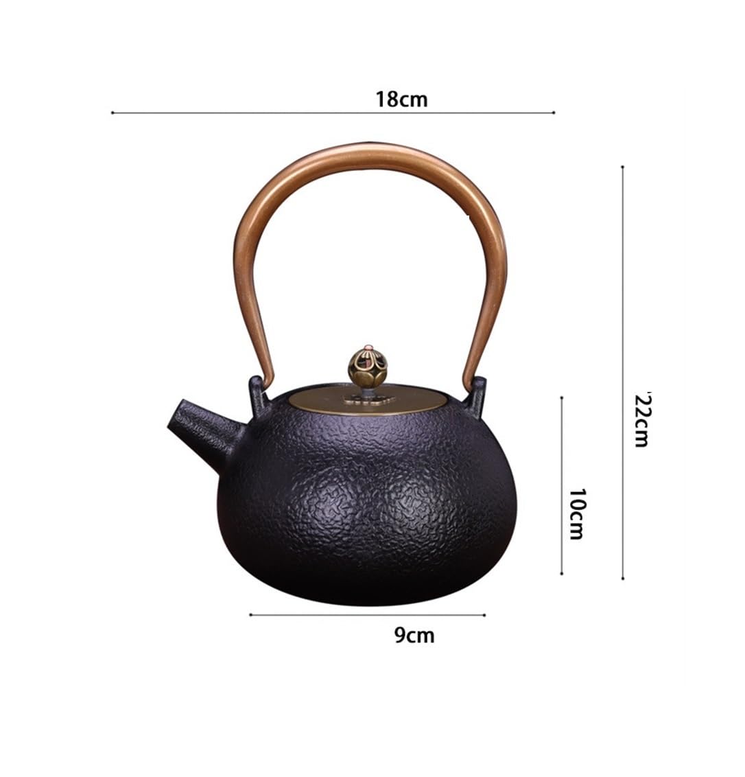 Tetera de hierro fundido, tetera de hierro fundido, tetera japonesa, tetera china de hierro fundido, gran capacidad, 40 oz - 1200 ml, tetera de hierro fundido apta for estufa, tetera de hierro fundido