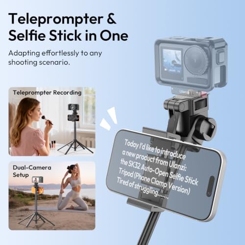 Image of ULANZI SK32 Selfie Stick w Remote, 71''Auto Open & Lift-Close Phone Tripod