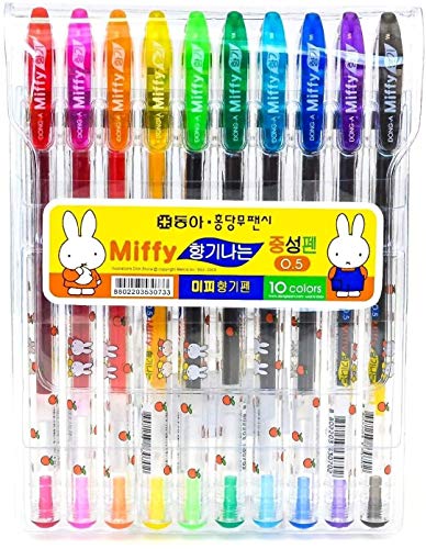 Dong-A Miffy Bunny Gel Ink Scented Rollerball Pens, 0.5Mm, 10 Color Set #TOP1