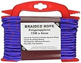 Merriway BH05943 Polypropylen-Seil auf Handspule, geflochten, Blau, 15 m x 6 mm Türkeilstopper, robust, mittelbraun, 2 Stück, weiß