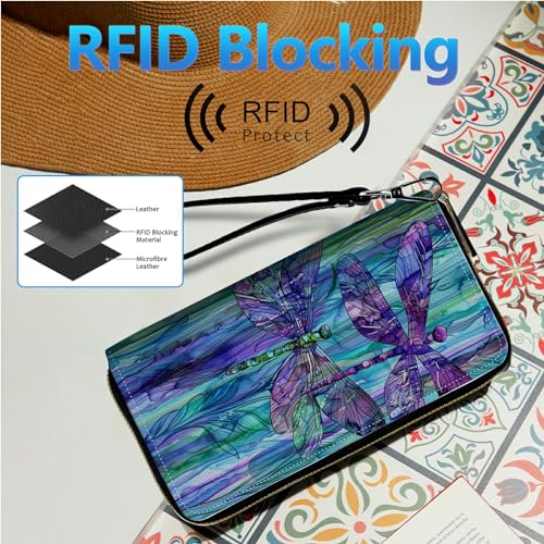 Image of Womens Wallet PU Leather Wristlet Wallets for Women, Large Capacity Lady Fashion Wallet Card Holder Zipper Wallet