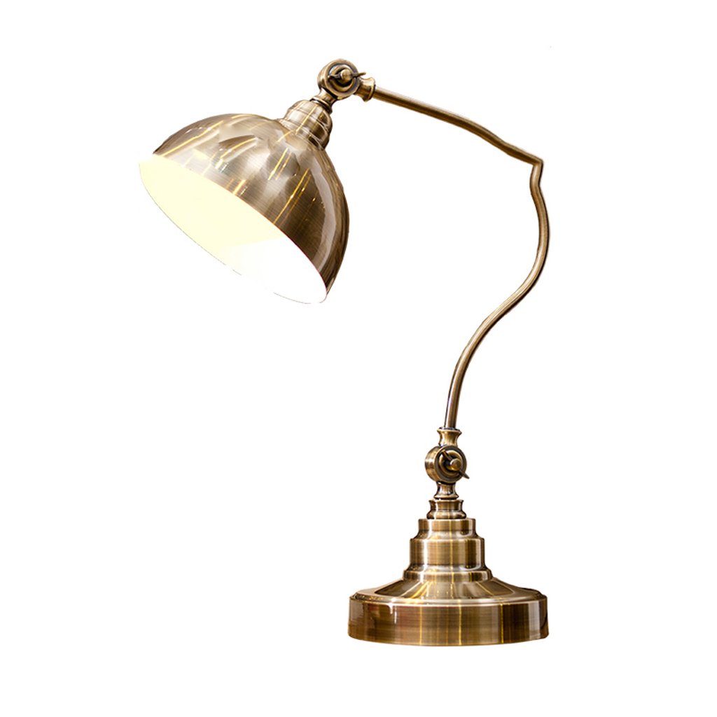 Lcjq Bedroom Lamp American Retro Lamp Bedroom Bedside European Living Room Lamp Antique Copper Color， Iron, Bedside Lamp Study Reading Lamp, Irradiation Angle Can Be Adjusted (Button Switch) Adjusted