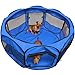 OxGord 8-Panel Pop-Up Tent with Carry Bag Portable PlayPen for Pets, 48 by 48 by 25", Blue