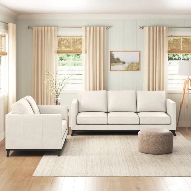 Nebula 5 Seater Faux Leather Sofa Set for Living Room (Ivory)-image-8