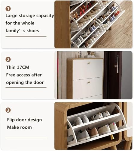 Image of The Artment your artistic apartment Sanctum 3 Door Drawer Wooden Shoe Organizer Cabinet, Footwear Stand for Entryway, Hall | Space Saving Design | Home Furniture for Home (Size - 80x24x118 CM)