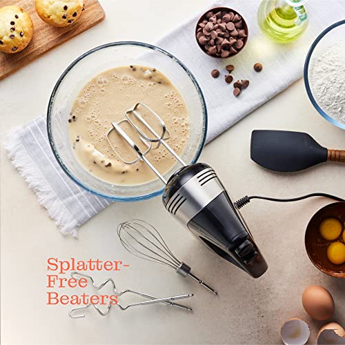 Powerful Electric Kitchen Hand Mixer, 200 Watts, 5 Speed Food Handheld Mixer, With Turbo Button, Dough, Whisk And Beater Attachments, And Accessory Bin, For Dough, Eggs, Batter, #TOP4