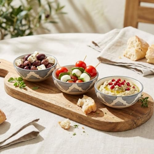 Image of Dip Dipping Simple Ceramic Bowls for Everyday Meals - Perfect for Breakfast, Smoothie Bowls, Veggies, Soups, Pasta, Snacks, Rice, Fruit, Ice Cream, Salad, Oats, Dessert (Grey, Set of 2)