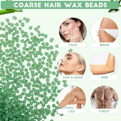 Image of PURPLESKY Waxing Beads for Hair Removal - 1lb Hard Aloe-Scented Beads for Bikini, Leg, Chest, Back, Face with 10 Wax Sticks